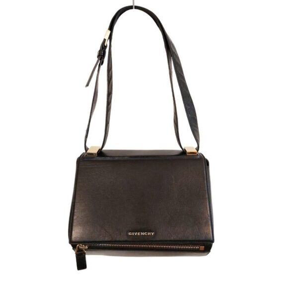 𝅺GIVENCHY Textured Calfskin Medium Pandora Box Crossbody Bag Black - Picture 1 of 9